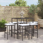 Tuinbarset 7-delig poly rattan zwart met kussens
