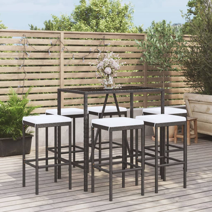 7-Delige Tuinbarset Met Kussens Poly Rattan 6