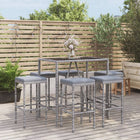 -Delige Tuinbarset Met Kussens Poly Rattan 7 110 cm tafellengte Grijs