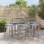 Tuinbarset 7-delig poly rattan grijs