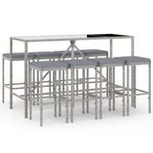 -Delige Tuinbarset Met Kussens Poly Rattan 9 180 cm tafellengte Grijs