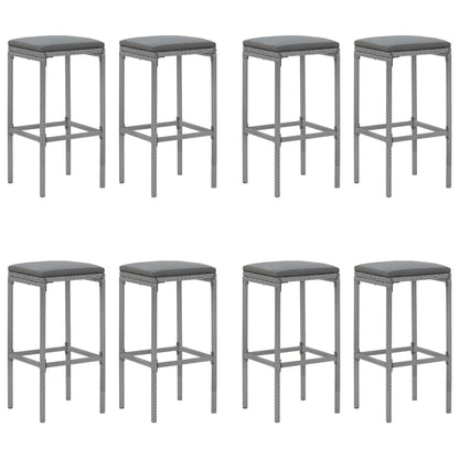 -Delige Tuinbarset Met Kussens Poly Rattan 9 180 cm tafellengte Grijs