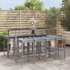 -Delige Tuinbarset Met Kussens Poly Rattan 9 180 cm tafellengte Grijs