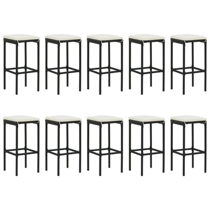 -Delige Tuinbarset Met Kussens Poly Rattan 11 180 cm tafellengte Zwart