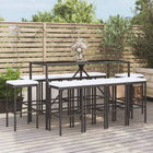 -Delige Tuinbarset Met Kussens Poly Rattan 11 180 cm tafellengte Zwart