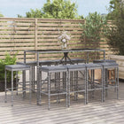 -Delige Tuinbarset Met Kussens Poly Rattan 11 180 cm tafellengte Grijs