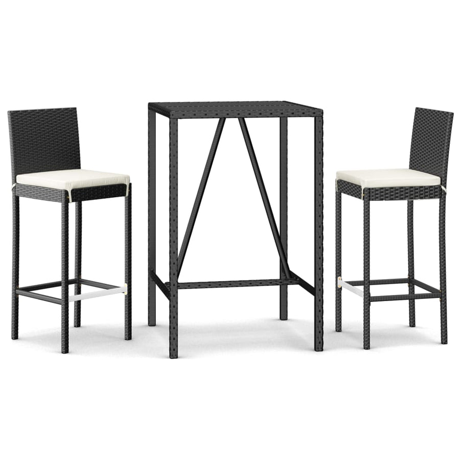 3-Delige Tuinbarset Met Kussens Poly Rattan 2