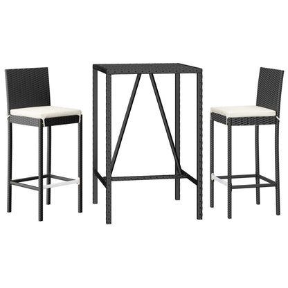 3-Delige Tuinbarset Met Kussens Poly Rattan 2
