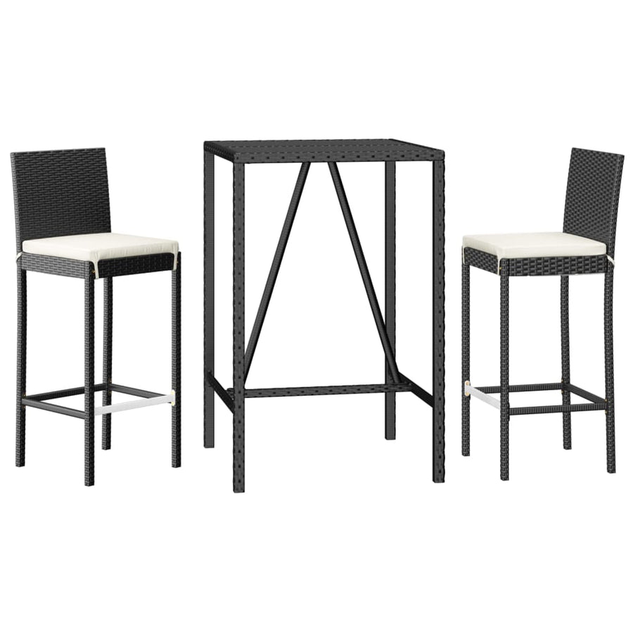 3-Delige Tuinbarset Met Kussens Poly Rattan 2