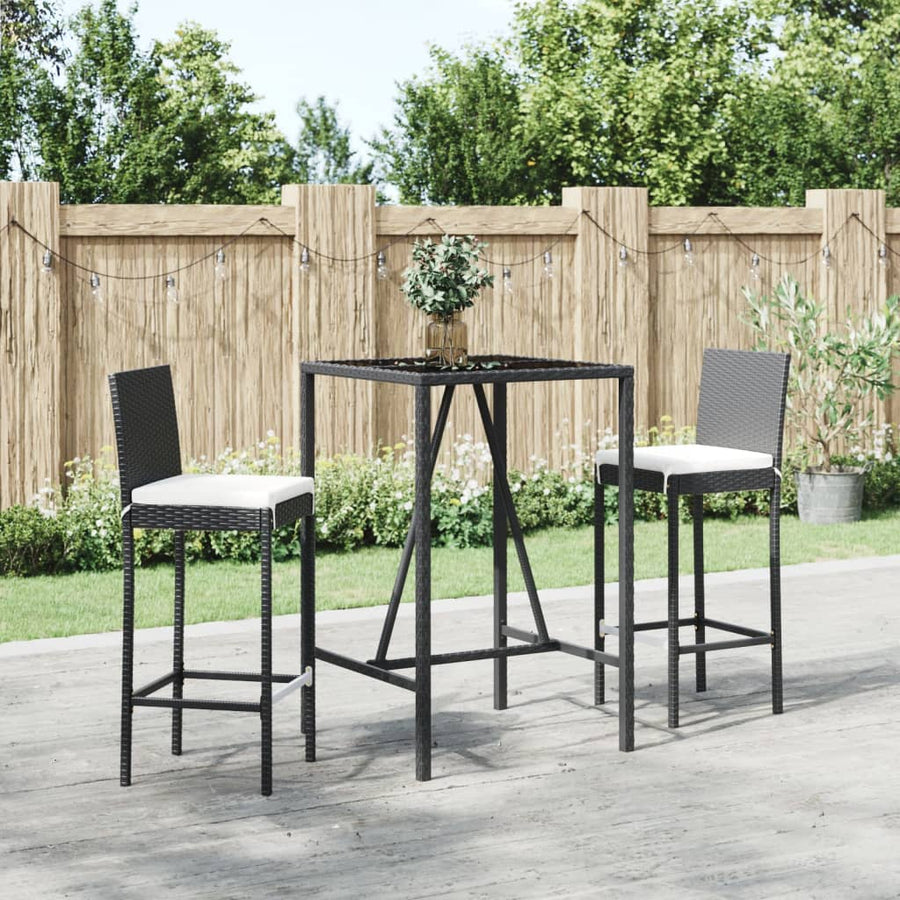 3-Delige Tuinbarset Met Kussens Poly Rattan 2