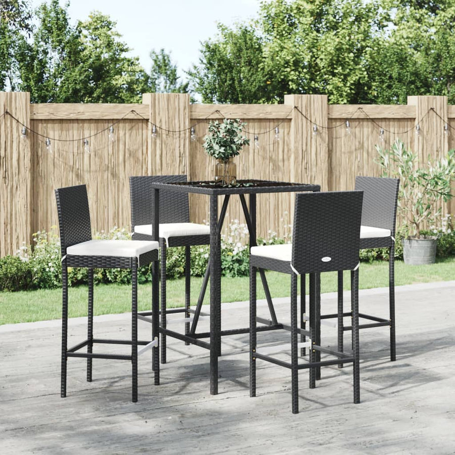 5-Delige Tuinbarset Met Kussens Poly Rattan 4