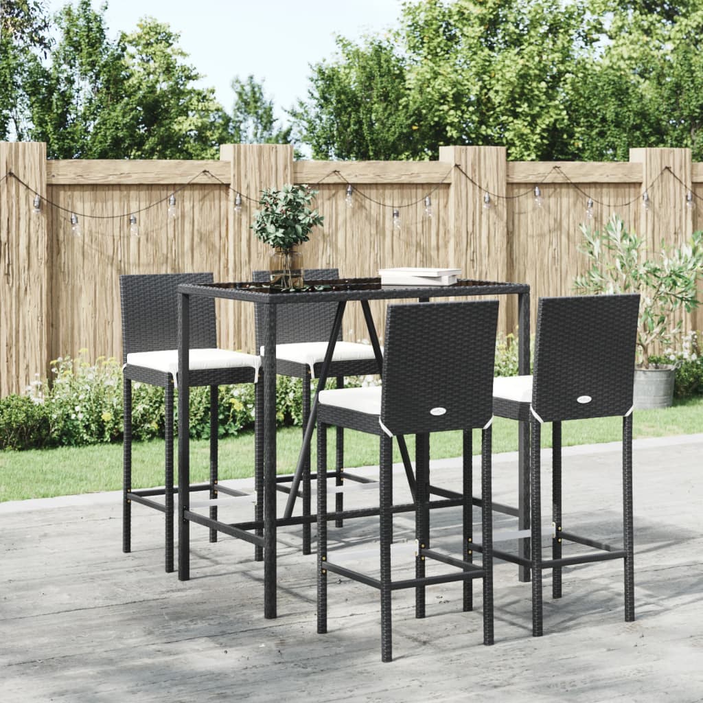 5-Delige Tuinbarset Met Kussens Poly Rattan 4