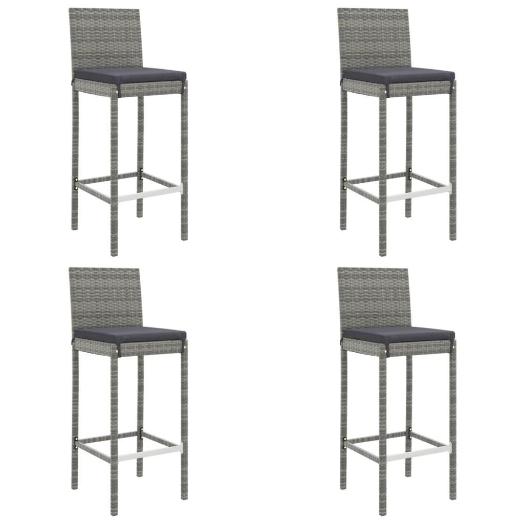 -Delige Tuinbarset Met Kussens Poly Rattan 5 110 cm tafellengte Grijs