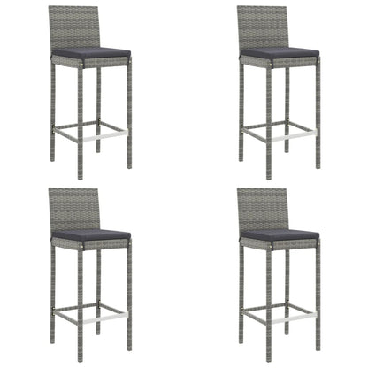 -Delige Tuinbarset Met Kussens Poly Rattan 5 110 cm tafellengte Grijs