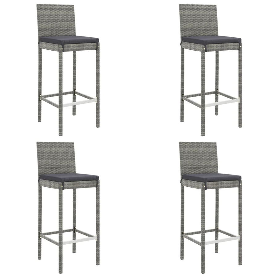 -Delige Tuinbarset Met Kussens Poly Rattan 5 110 cm tafellengte Grijs