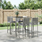 5-Piece Garden Bar Set with Cushions Poly Rattan Grey