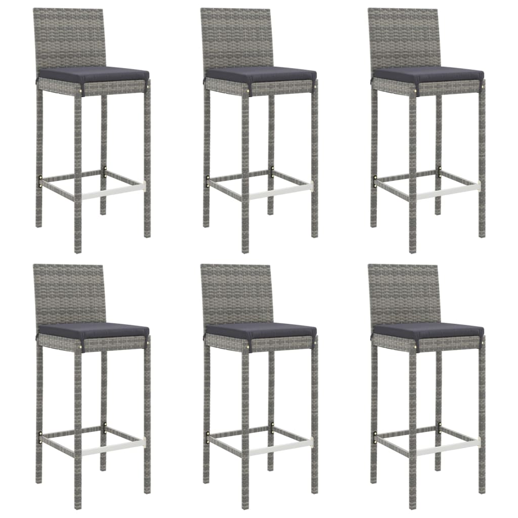 -Delige Tuinbarset Met Kussens Poly Rattan 7 110 cm tafellengte Grijs