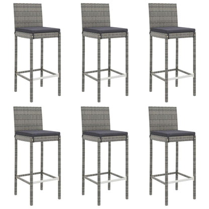 -Delige Tuinbarset Met Kussens Poly Rattan 7 110 cm tafellengte Grijs