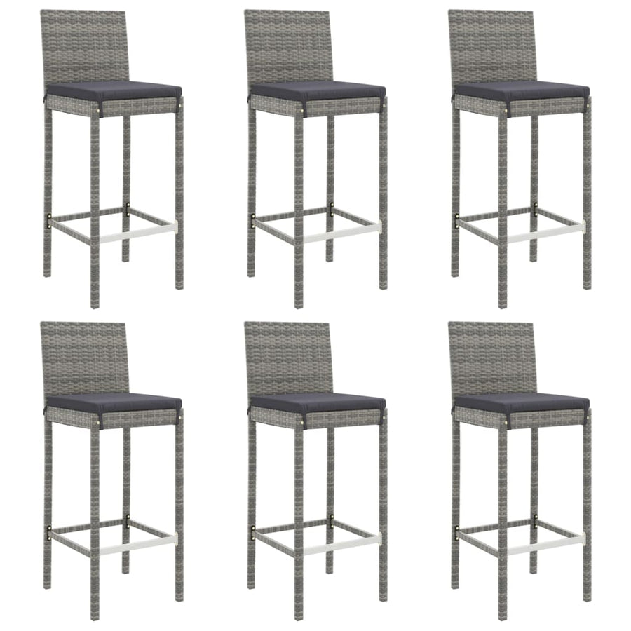 -Delige Tuinbarset Met Kussens Poly Rattan 7 110 cm tafellengte Grijs