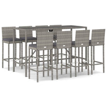 -Delige Tuinbarset Met Kussens Poly Rattan 9 180 cm tafellengte Grijs