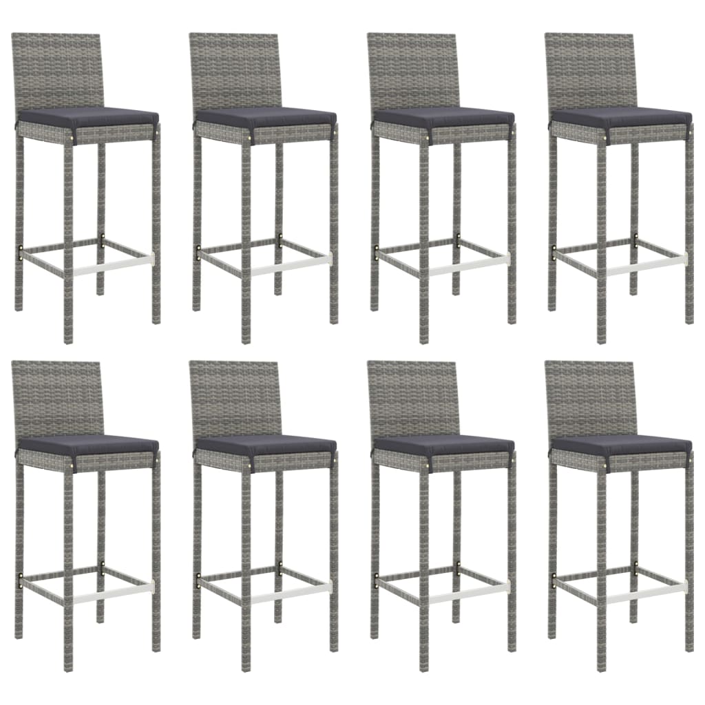 -Delige Tuinbarset Met Kussens Poly Rattan 9 180 cm tafellengte Grijs