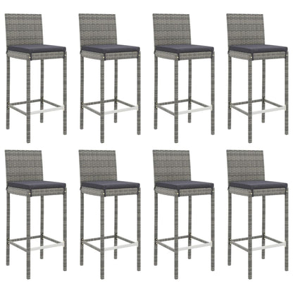 -Delige Tuinbarset Met Kussens Poly Rattan 9 180 cm tafellengte Grijs