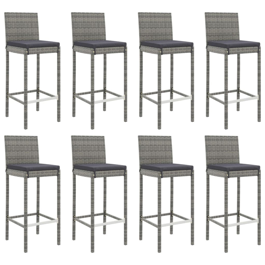 -Delige Tuinbarset Met Kussens Poly Rattan 9 180 cm tafellengte Grijs