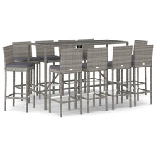 -Delige Tuinbarset Met Kussens Poly Rattan 11 180 cm tafellengte Grijs