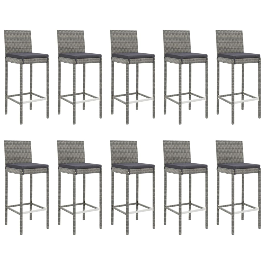 -Delige Tuinbarset Met Kussens Poly Rattan 11 180 cm tafellengte Grijs