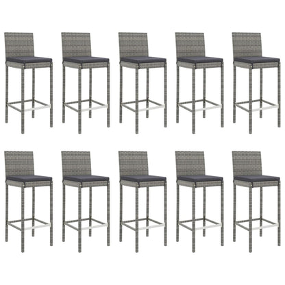 -Delige Tuinbarset Met Kussens Poly Rattan 11 180 cm tafellengte Grijs