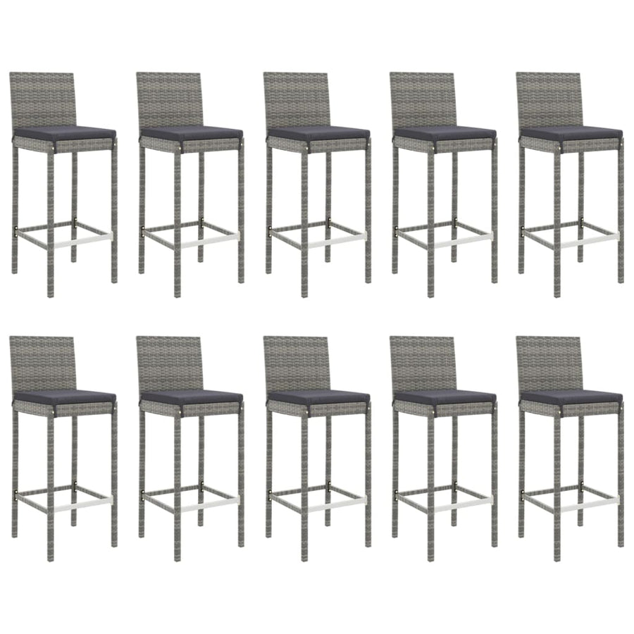 -Delige Tuinbarset Met Kussens Poly Rattan 11 180 cm tafellengte Grijs