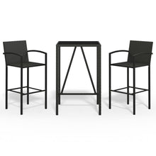 3-delige Tuinbarset poly rattan zwart