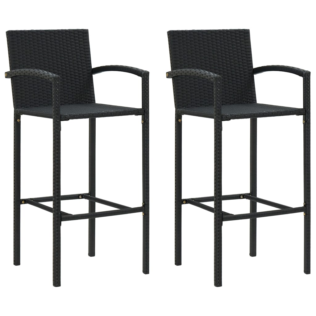3-delige Tuinbarset poly rattan zwart