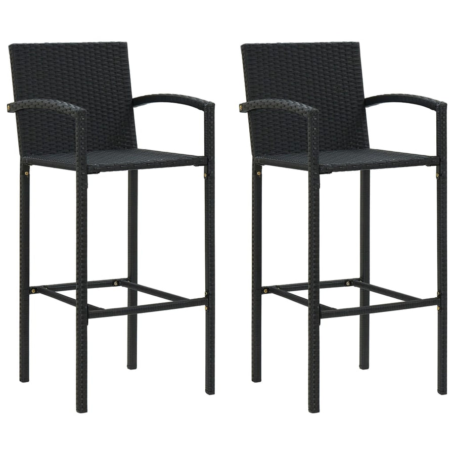 3-delige Tuinbarset poly rattan zwart