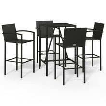 5-delige Tuinbarset poly rattan zwart