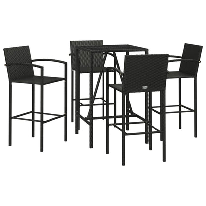 5-delige Tuinbarset poly rattan zwart