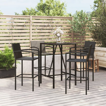 5-delige Tuinbarset poly rattan zwart