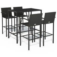 5-delige Tuinbarset poly rattan zwart