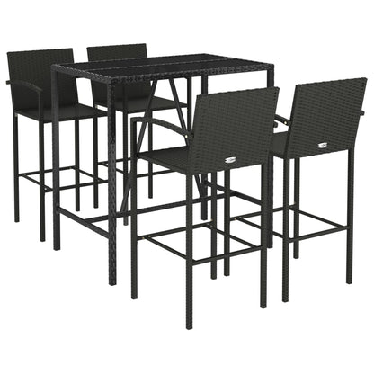 5-delige Tuinbarset poly rattan zwart