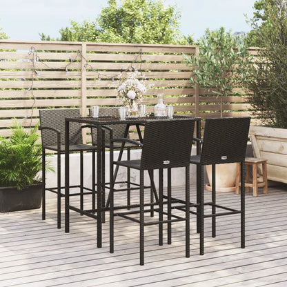 5-delige Tuinbarset poly rattan zwart