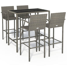 5-delige Tuinbarset poly rattan grijs