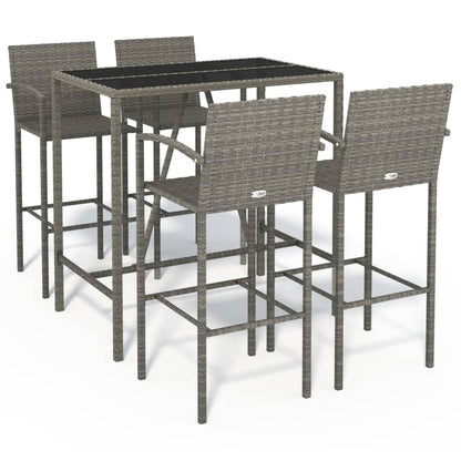 5-delige Tuinbarset poly rattan grijs