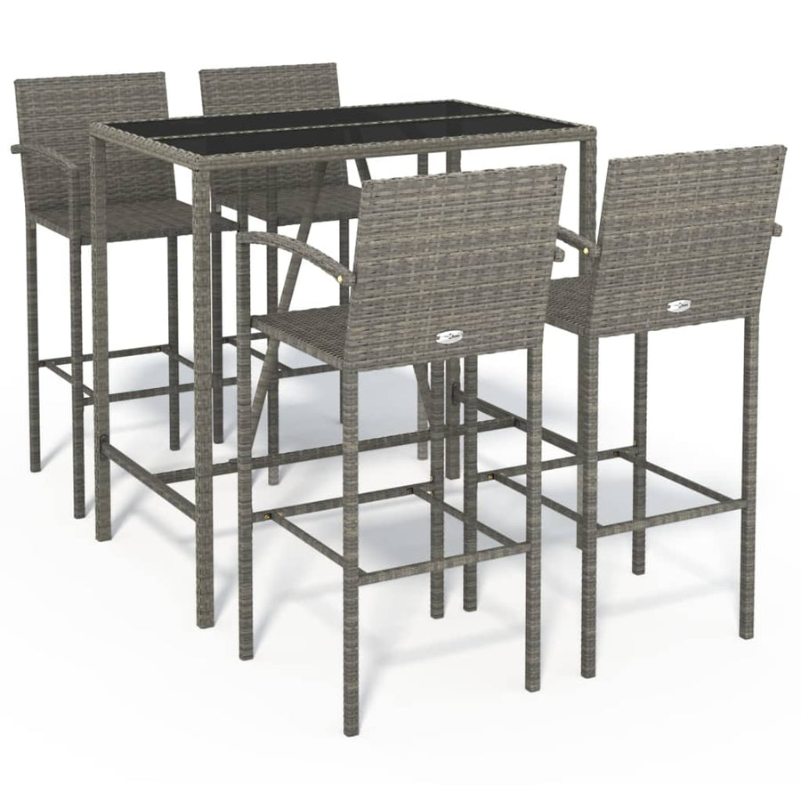 5-delige Tuinbarset poly rattan grijs
