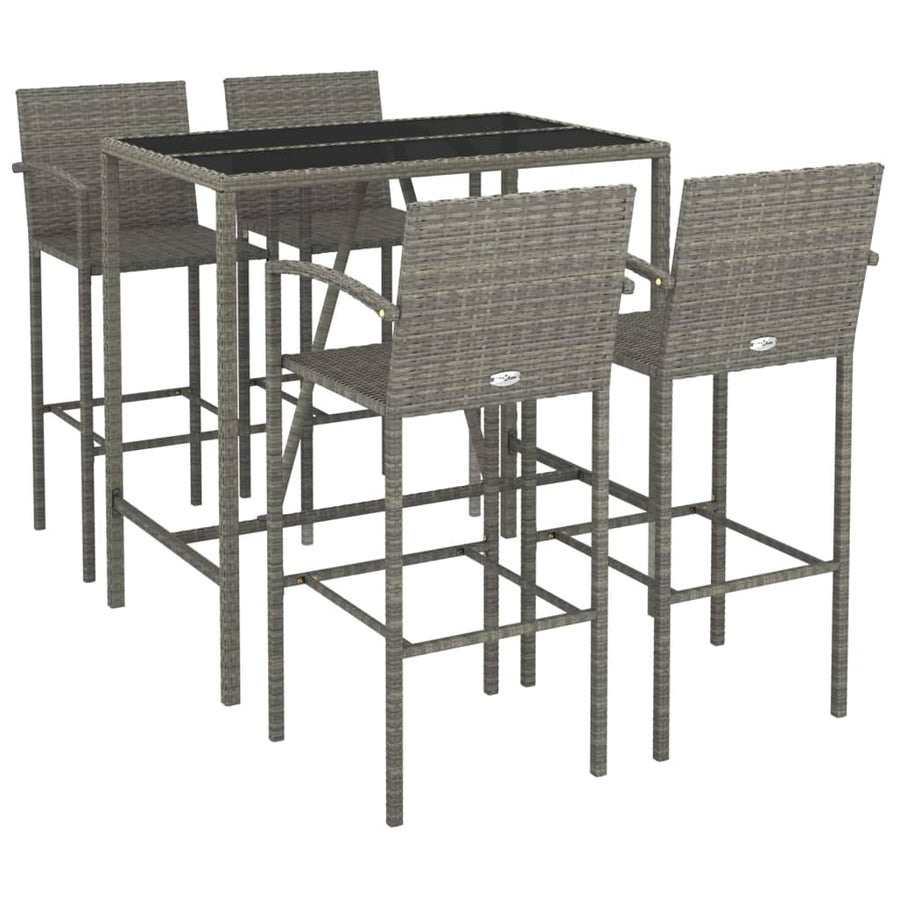 5-delige Tuinbarset poly rattan grijs
