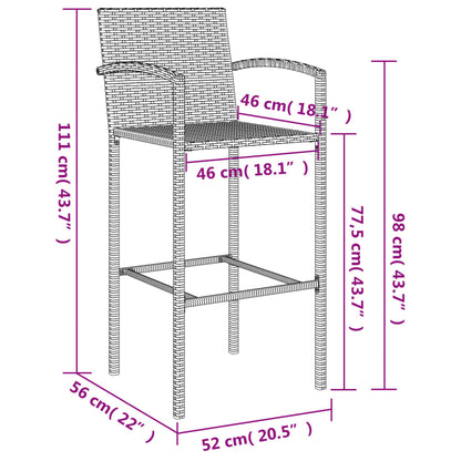 5-delige Tuinbarset poly rattan grijs