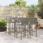 Tuinbarset 5-delig poly rattan grijs