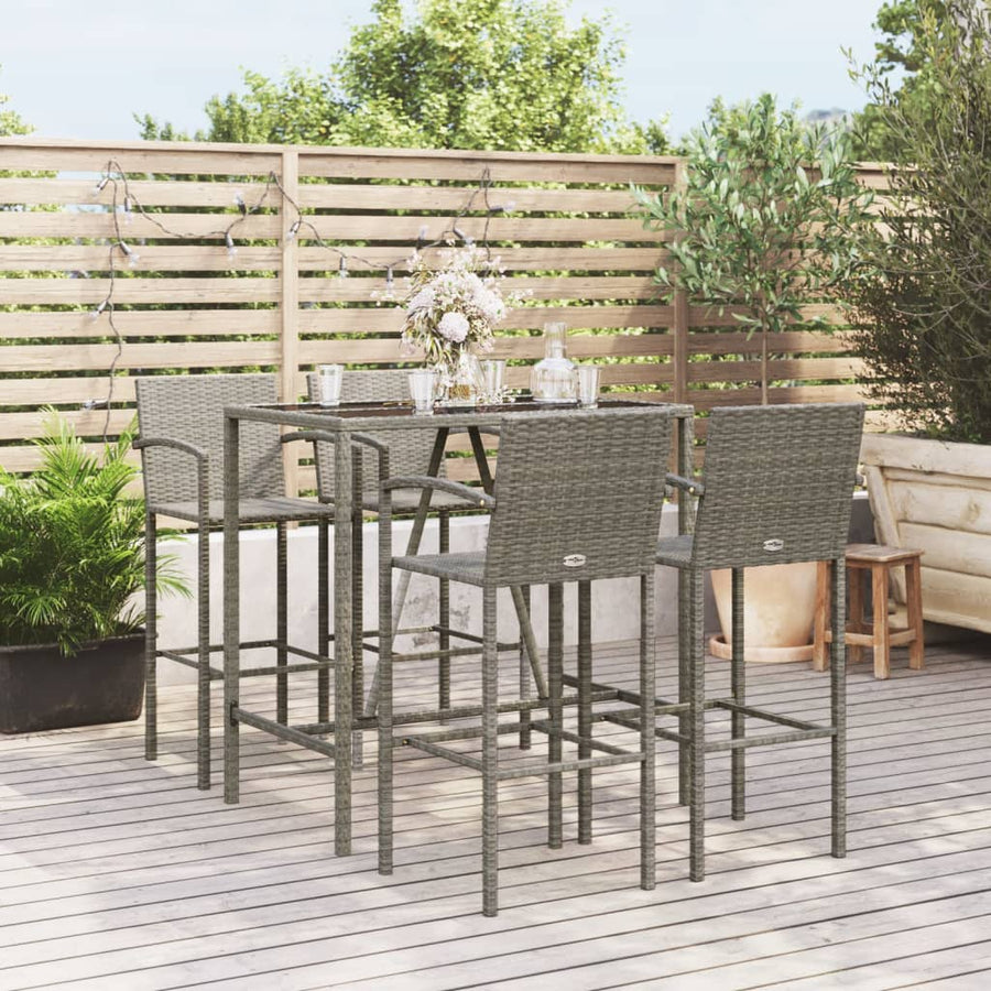 5-delige Tuinbarset poly rattan grijs