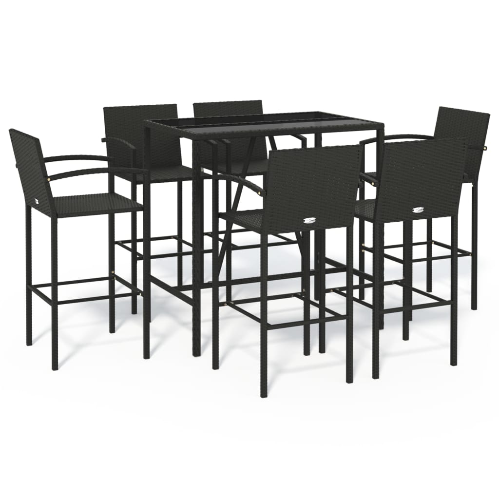 7-delige Tuinbar poly rattan zwart