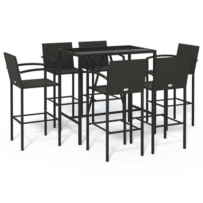 7-delige Tuinbar poly rattan zwart