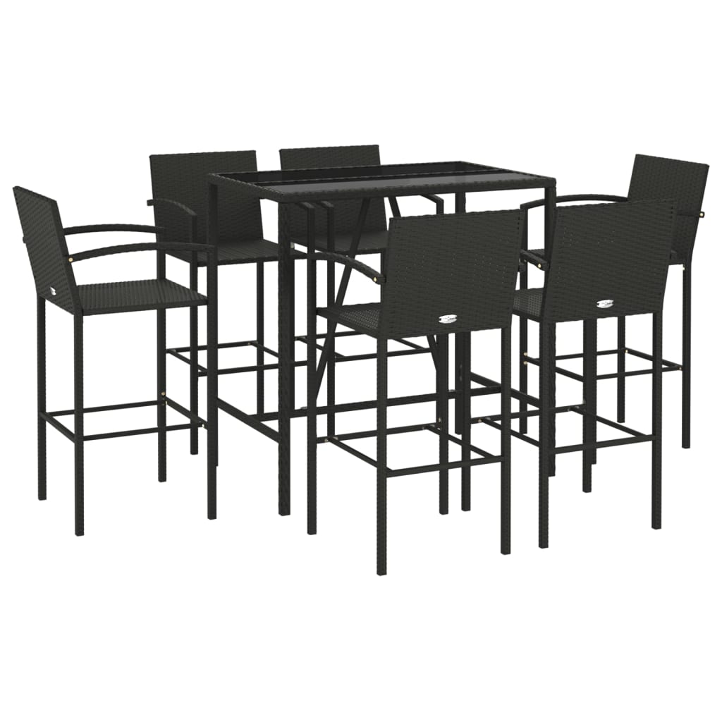 7-delige Tuinbar poly rattan zwart